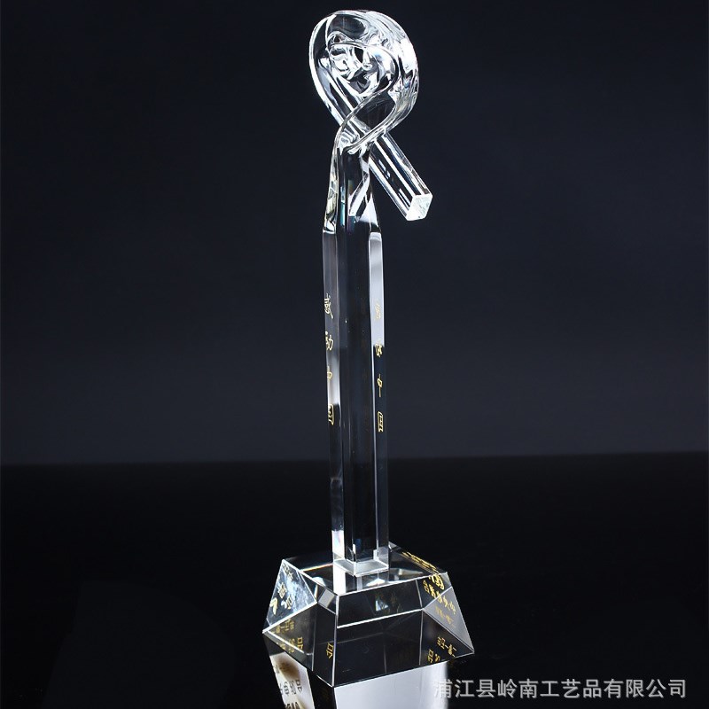精品感动中国水晶爱心奖杯制作定 做 新款奖品高档现货纪念品