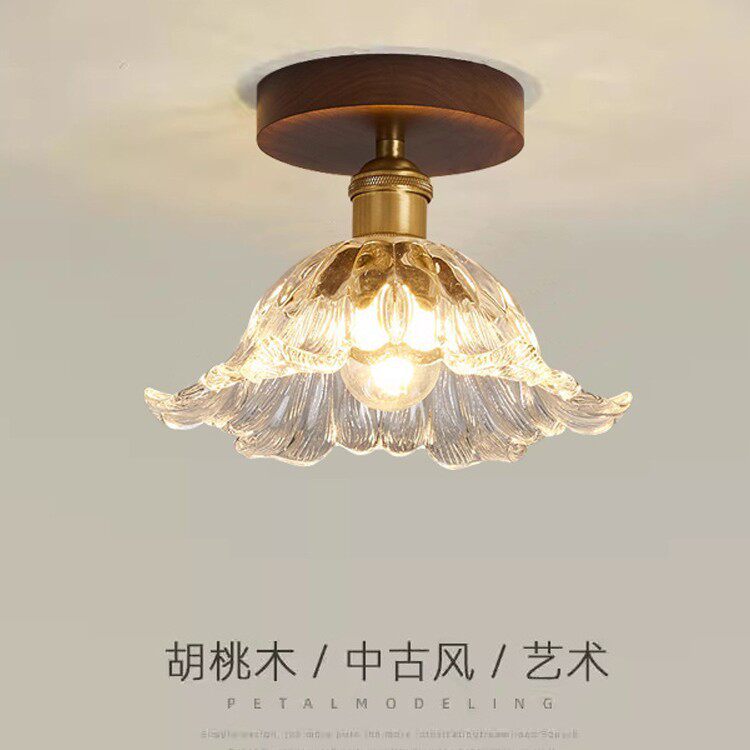 新中式胡桃色阳台走廊过道灯现代简约轻奢门厅玄关入户灯衣帽间灯
