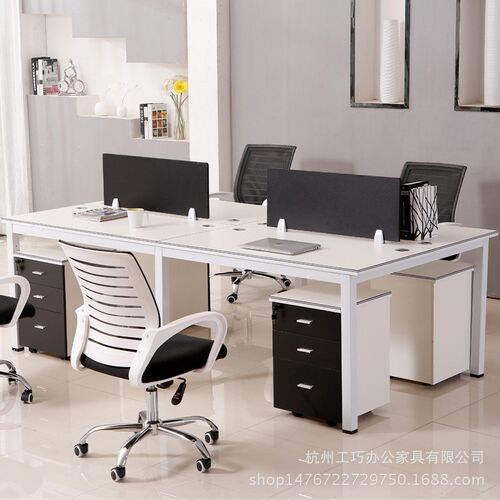 办公家具员工办公桌简约现代L型6/4人位屏风工作位卡位职员办公桌