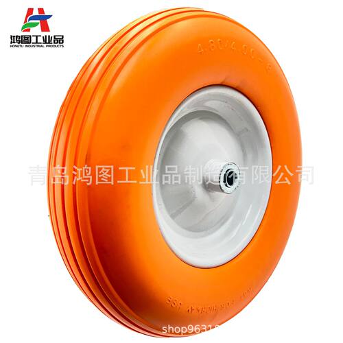 16英寸PU发泡轮防扎直径400mm顺纹手推车轮子4.00-8实心发泡轮胎
