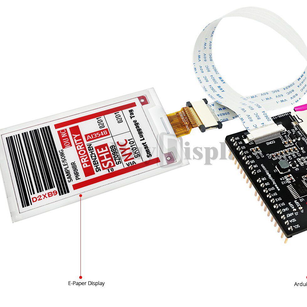 2.7寸电子纸白底红黑配Arduino
