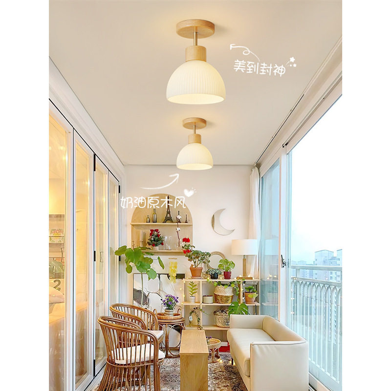 过道灯走廊灯北欧原木风玄关吸顶灯现代简约个性创意入户门厅灯具