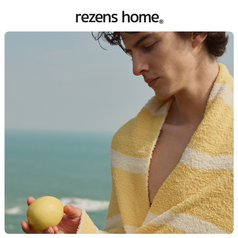 【盖毯】 Rezens A类半边绒毛毯 条纹沙发毯披肩毯空调毯 柠檬黄