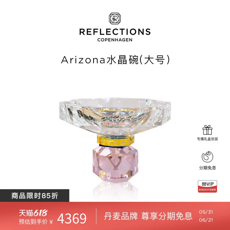 Reflections Copenhagen反射哥本哈根糖果盒粉色水晶碗果盘果篓碗
