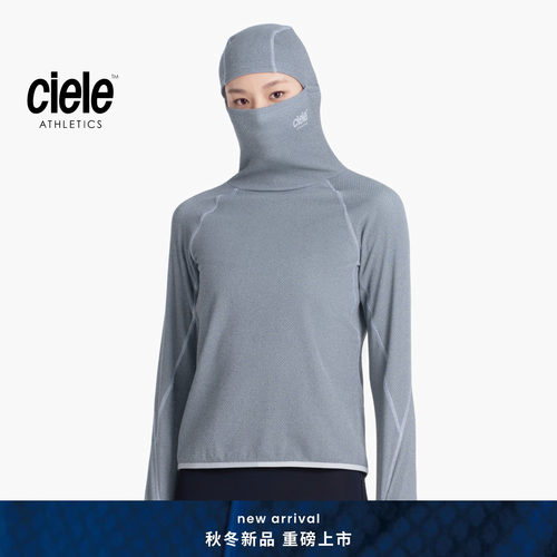 Ciele CW系列碳素抓绒控温透气高领连帽运动跑步女子长袖T恤秋冬