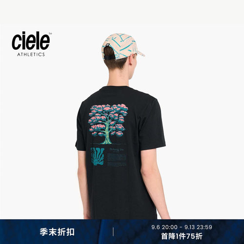 Ciele PR系列 男女同款印花T恤经典透气运动短袖跑步T恤