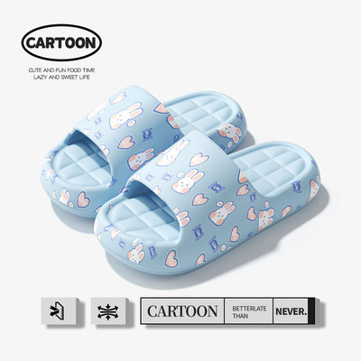 可爱小兔子室内厚底居家凉拖鞋女士外穿一字拖女沙滩鞋情侣拖鞋男