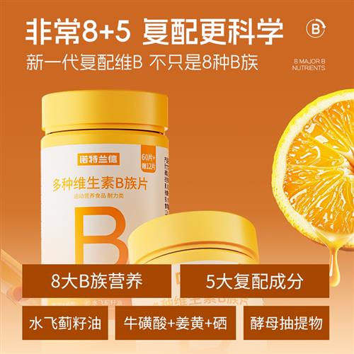诺特兰德复合维生素B族咀嚼片 72粒瓶装精力旺盛补充品