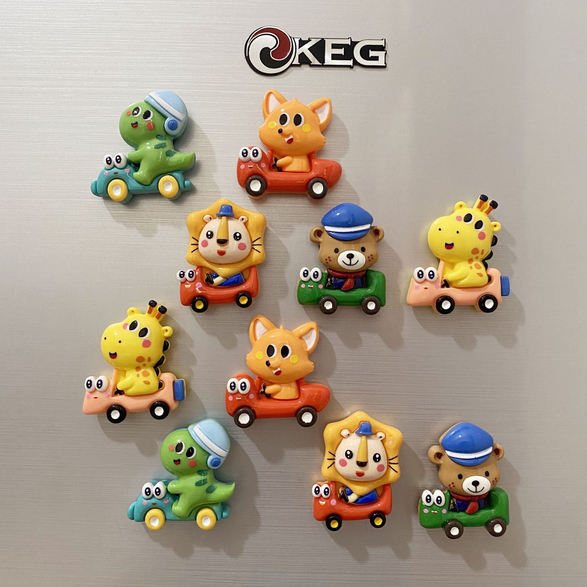 创意卡通可爱3d立体冰箱贴树脂办公文化开车小动物冰箱贴磁吸贴