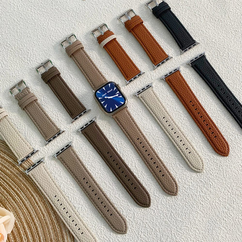 适用于applewatchs10新款表带iwatch978se宽版荔枝纹皮星光