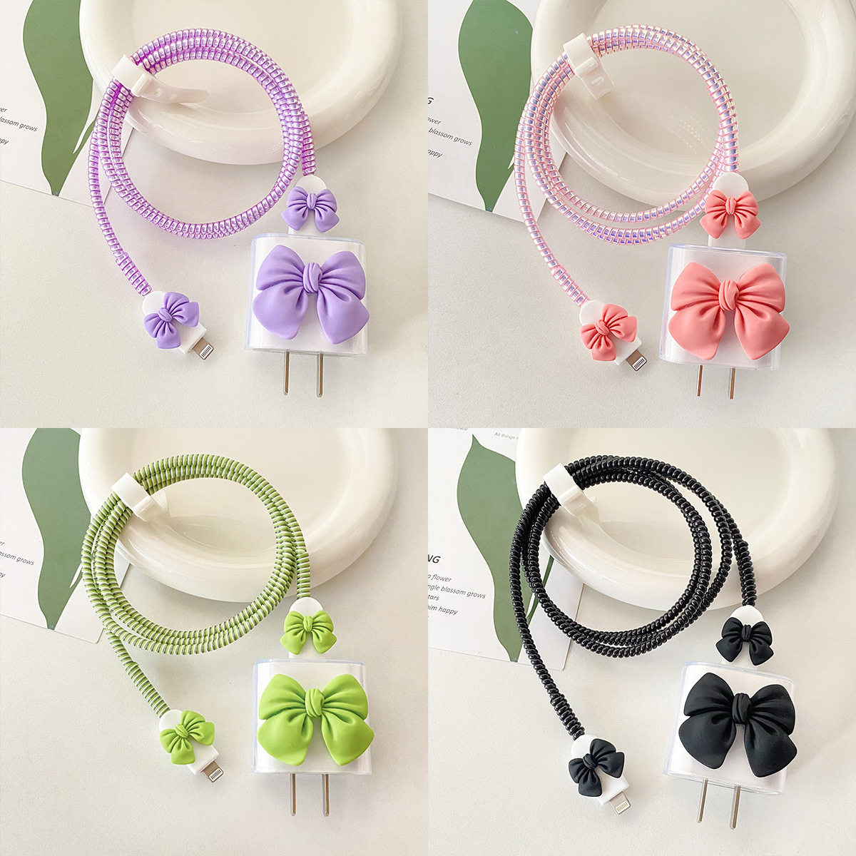 蝴蝶结数据线保护套缠绕绳适用于苹果14/13/12充电器20w软壳现货