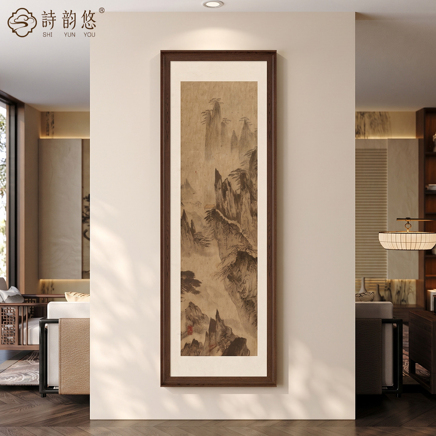 新中式山水画走廊过道装饰画