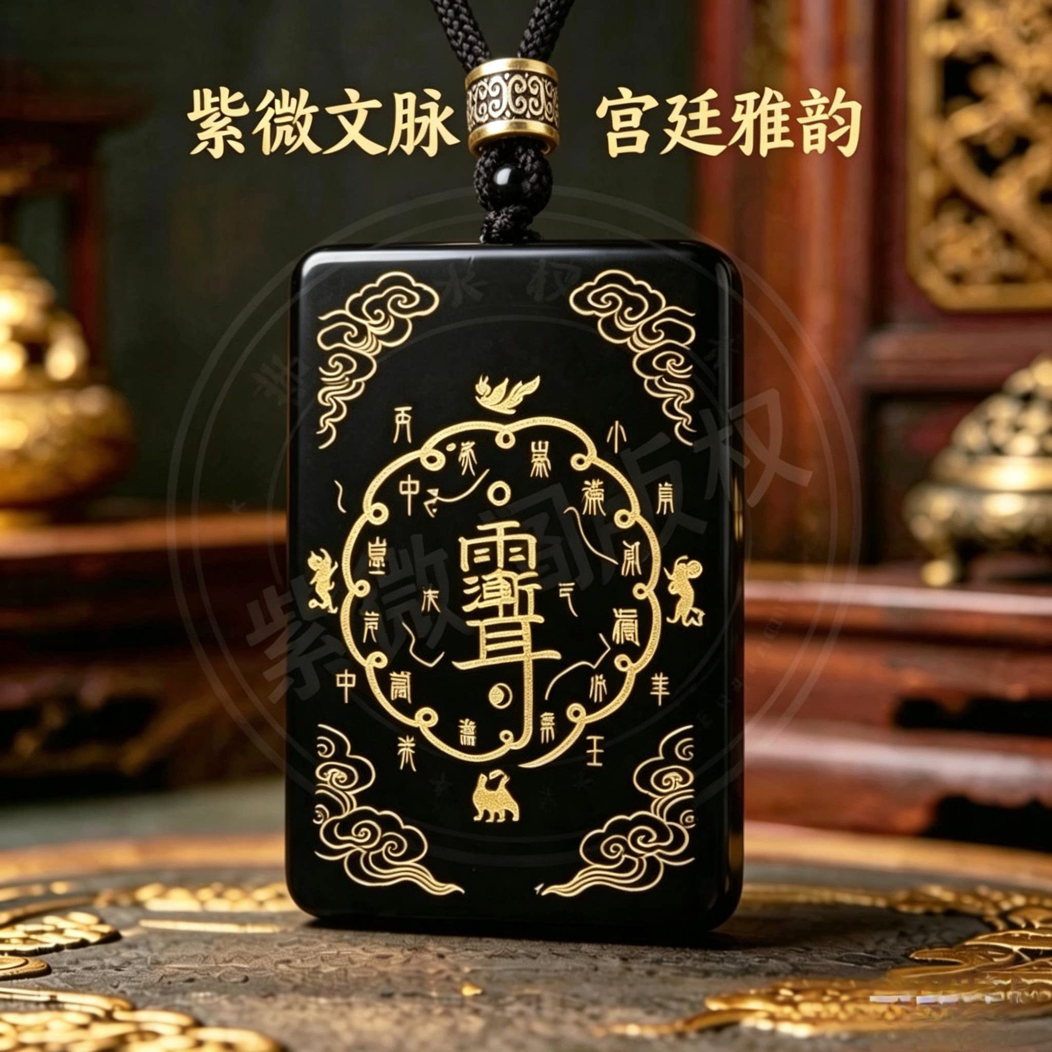 武当山紫薇讳吊牌胸挂牌国风吊坠新中式项链毛衣链平安牌无事牌