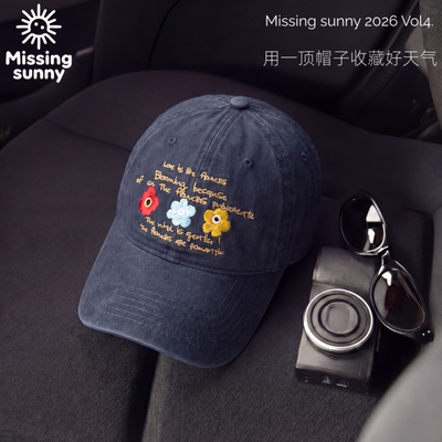 Missing Sunny 三花刺绣 韩版小清新棒球帽夏季显脸小百搭鸭舌帽
