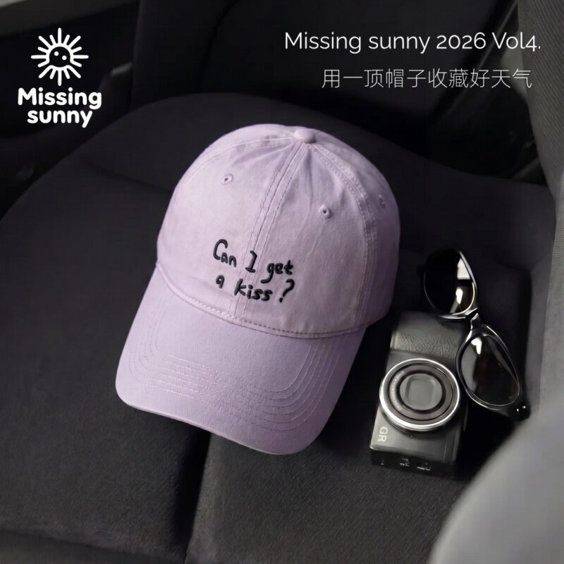 Missingsunny“可以和我接吻吗”刺绣棒球帽男女四季显脸小遮阳帽