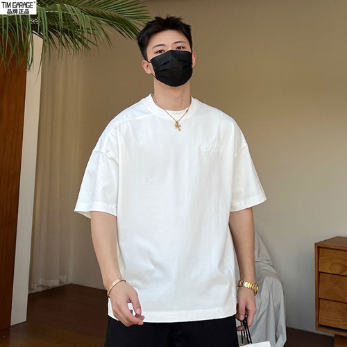 美式简约百搭短袖男生宽松新款高级感潮套头休闲半袖时尚上衣夏季