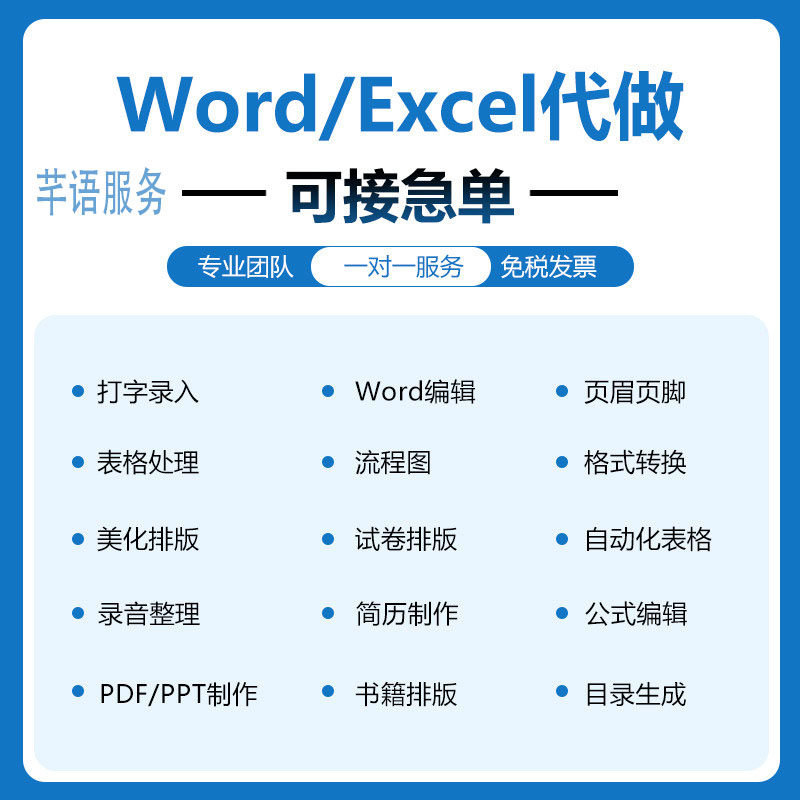 Word排版表格代做制作美化文档编辑文字录论格式修改PDF转换编辑