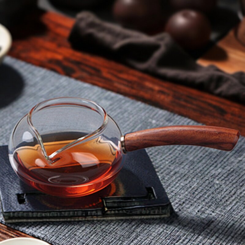 日式红木玻璃耐热公道杯