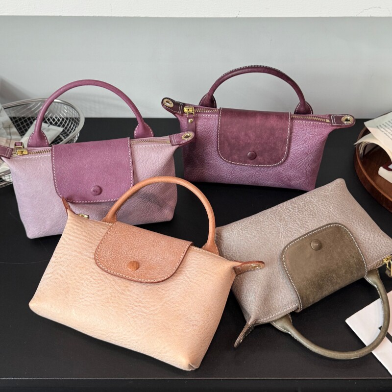 限量新款百搭迷你小饺子包小挎女包真皮纯皮雾蜡牛皮手提斜挎包