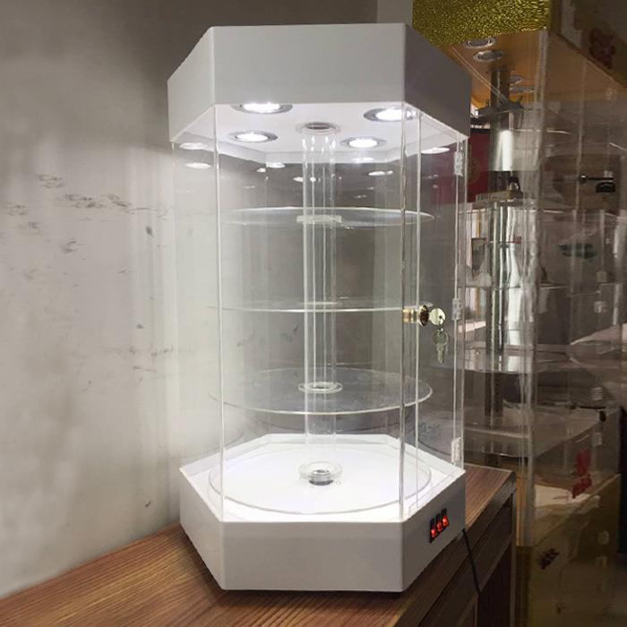 亚克力展示柜有机玻璃电动旋转展架手表饰品香水展览柜专卖店展柜