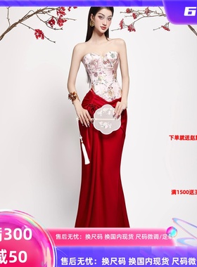 ZS名品越南设计师Glamdoll 24抹胸精美印花上衣半裙性感气质套装