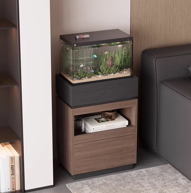 意式极简客厅沙发边柜小型鱼缸柜承重柜轻奢高级感拼色实木角几