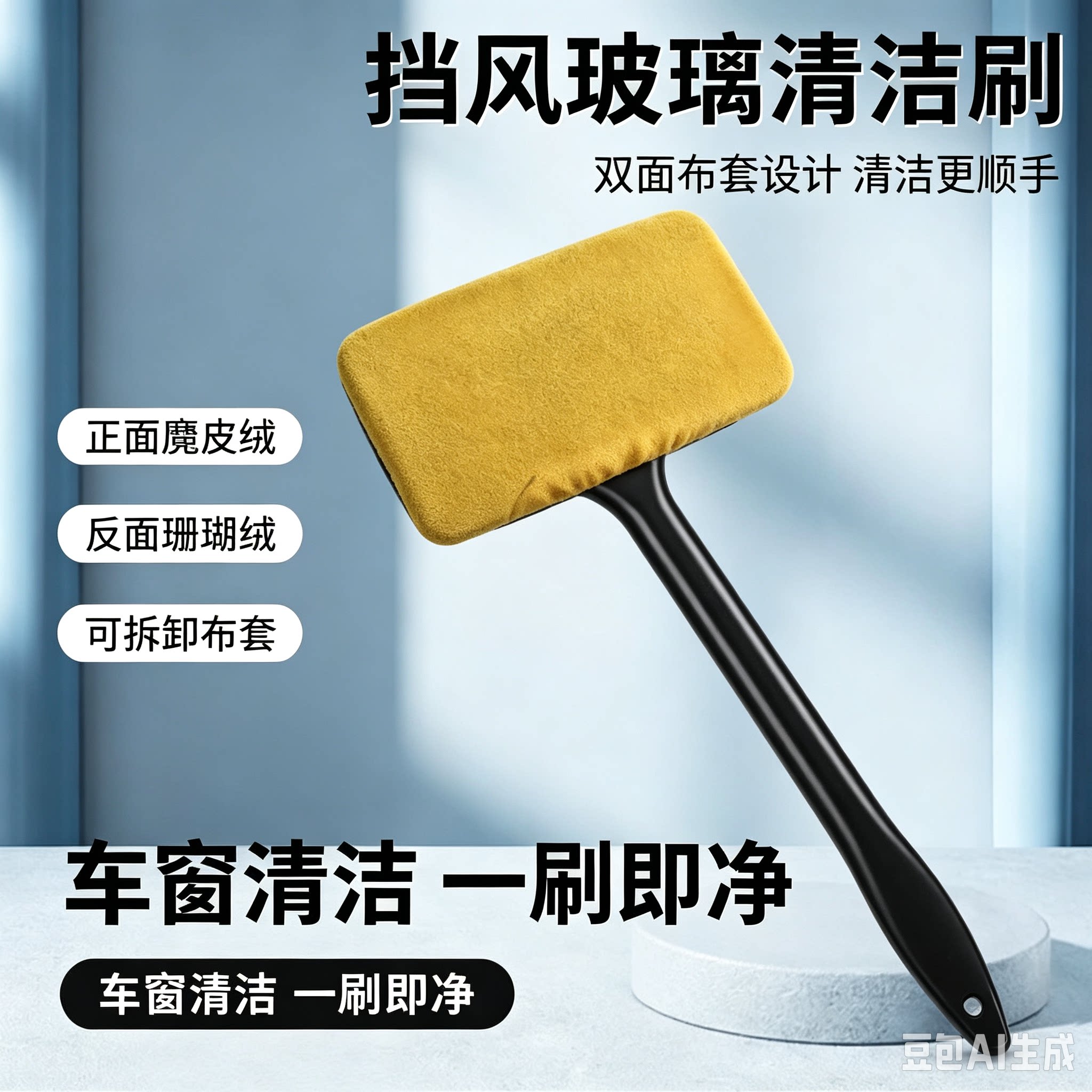 车用挡风玻璃除雾刷车窗内饰麂皮防雾除水除尘掸伸缩长杆擦车jm