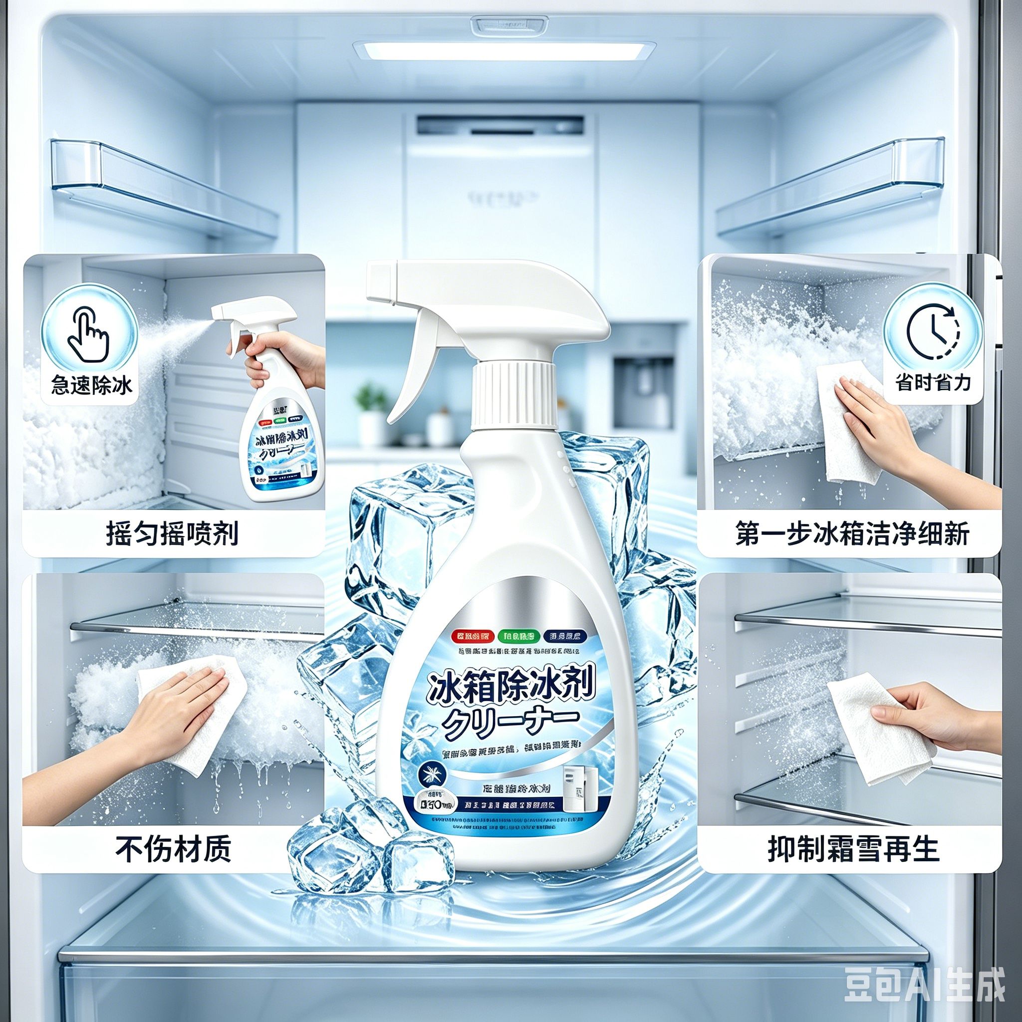 升级2.0融冰霜剂除霜家用冷冻室剂防除冰清洁冰箱冰柜融雪化冰PJ2