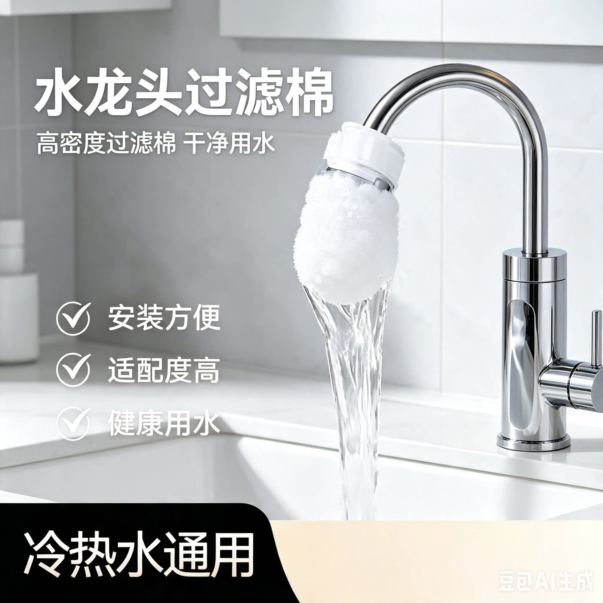 水龙头过滤棉袋过滤铁锈杂质可拆洗旋转家用铁锈杂质前置过滤JM2