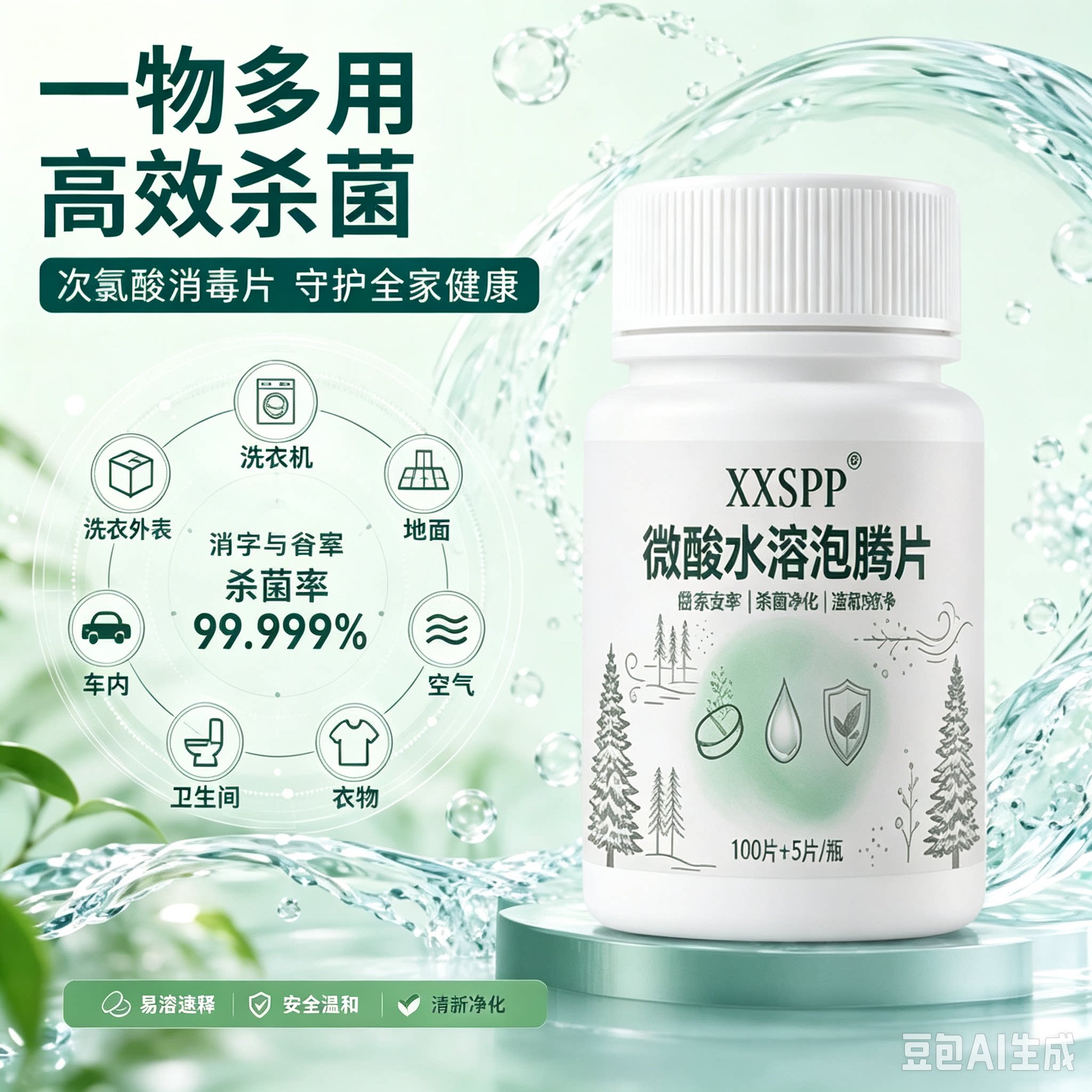 【抢!到手300片】次氯酸消毒片家用衣物除菌洗衣机清洁杀菌JM3