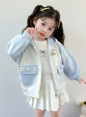 女童外套春秋2025新款儿童秋季洋气休闲宝宝时髦秋装针织开衫上衣