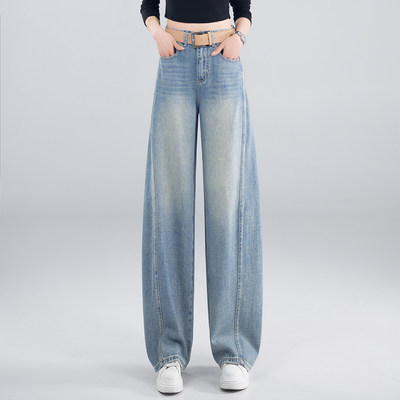 浅蓝色弯刀牛仔裤女2026