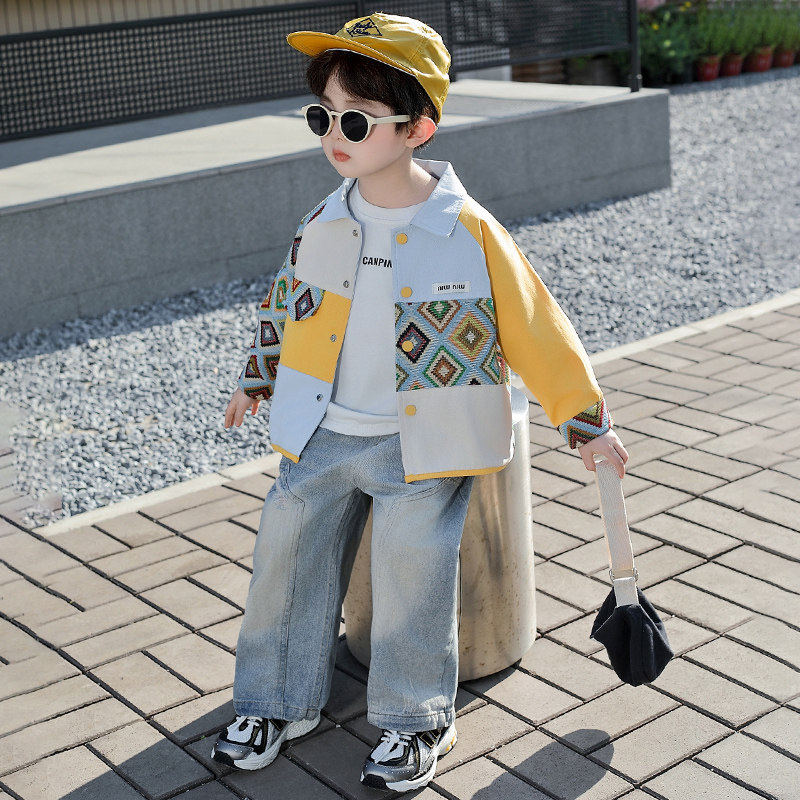 男童外套春秋款2025新款痞帅男孩夹克衫韩版宝宝衬衫儿童秋装上衣