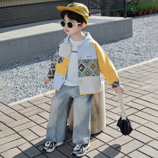 男童外套春秋款2025新款痞帅男孩夹克衫韩版宝宝衬衫儿童秋装上衣