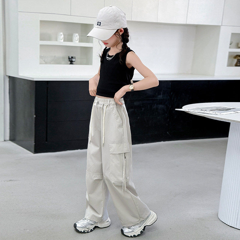 女童工装裤春秋装2026新款中大童洋气时髦宽松休闲裤儿童运动裤潮