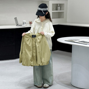 女童春装外套2025新款大童时尚连帽衫儿童开春休闲夹克衫短款风衣