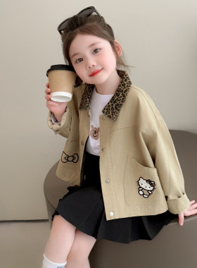 女童外套春秋2025新款儿童洋派卡通秋装宝宝时髦风衣长袖秋季上衣