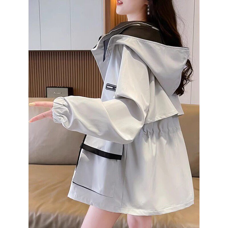 风衣外套女春秋2025新款韩版宽松大码收腰显瘦冲锋衣户外登山服潮