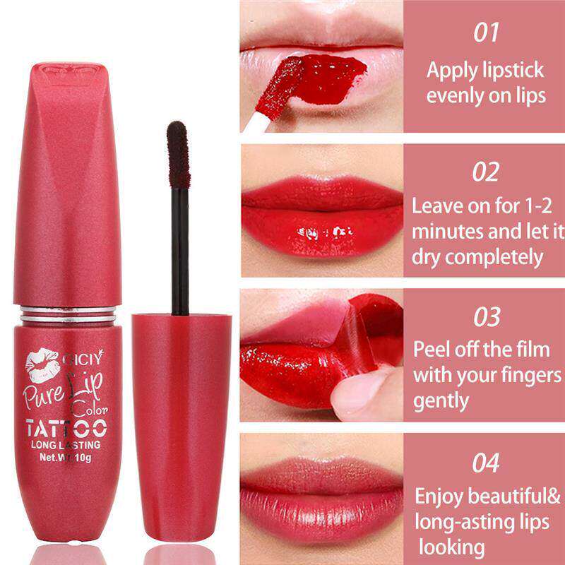 Waterproof Liquid Lip Gloss 外贸四色撕拉唇彩 持久保湿唇釉