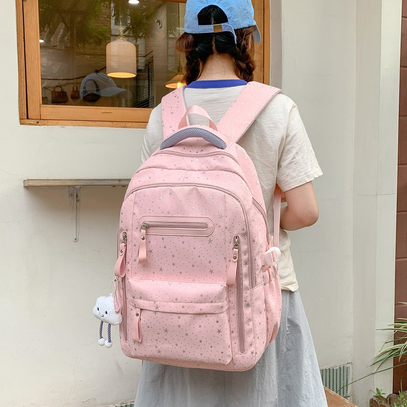 亮晶晶星星双肩包女初中高中学生双肩背包