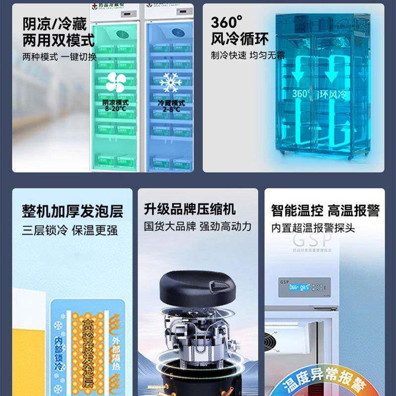 药品阴凉柜双门医用药物冷藏柜冰箱新鸥科门单GSP认证门三药店药