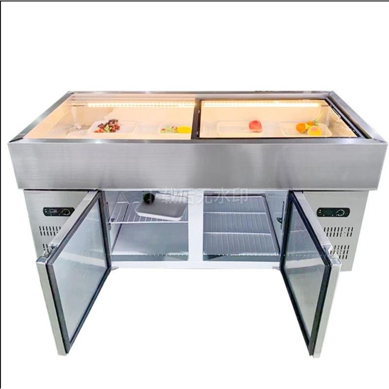 水果捞冰海鲜鸭脖冷冻展示卧式冰台卤菜熟食商用不锈钢点菜保鲜柜