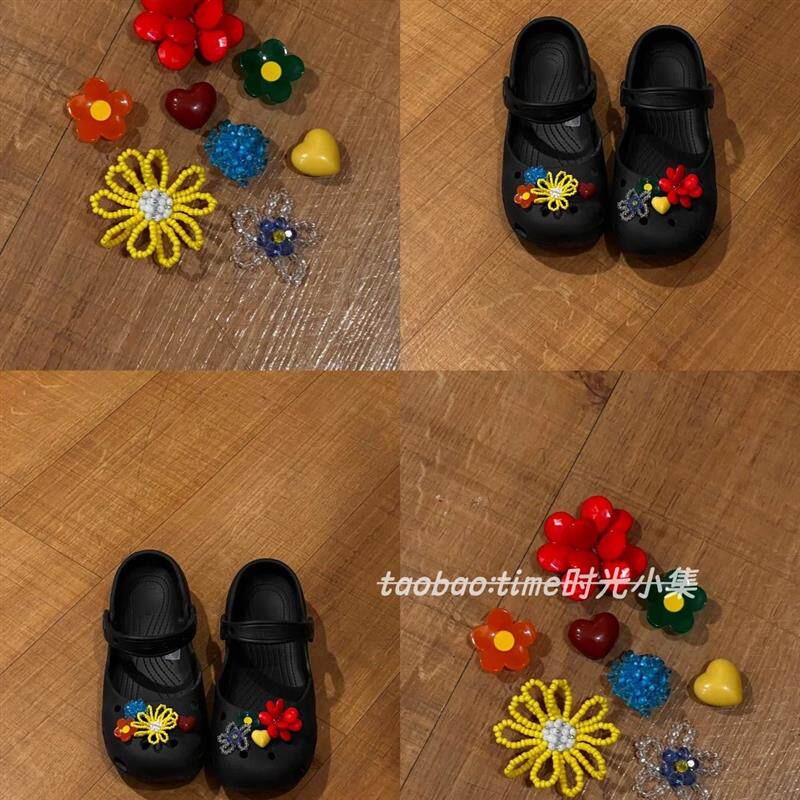 小红书同款多巴胺彩色串珠花朵鞋扣ins新款芭蕾鞋洞洞鞋鞋扣卡扣