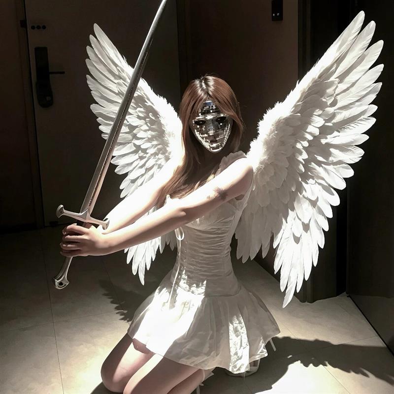 天使or恶魔钻石面具翅膀拍照