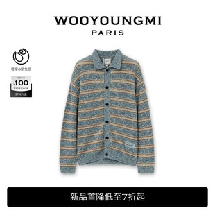 新品WOOYOUNGMI26春夏男士休闲舒适百搭条纹样式纽扣款长袖针织衫