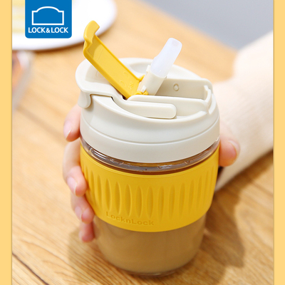 乐扣玻璃杯啵啵杯吸管咖啡杯子