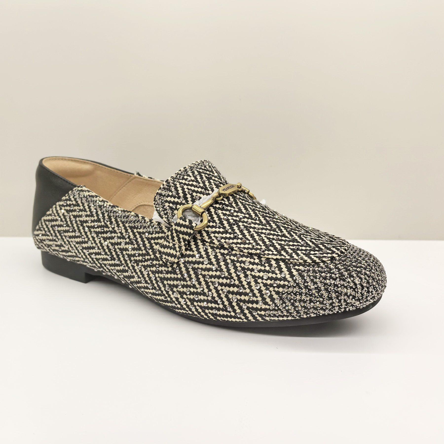 意尔康女鞋2026春季新款时尚深口平底水钻条纹乐福鞋一脚蹬皮鞋女,女鞋,深口单鞋,淘宝优惠券,粉丝福利购,淘宝优惠卷