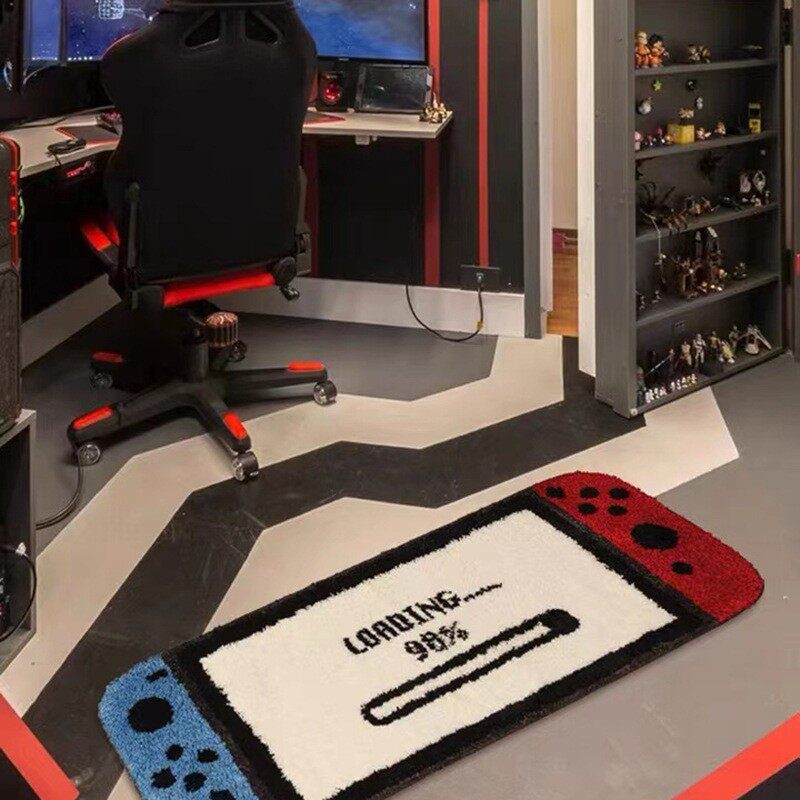 switch游戏机羊绒地毯卧室厚款地垫客厅红蓝掌机手柄床边毯直发