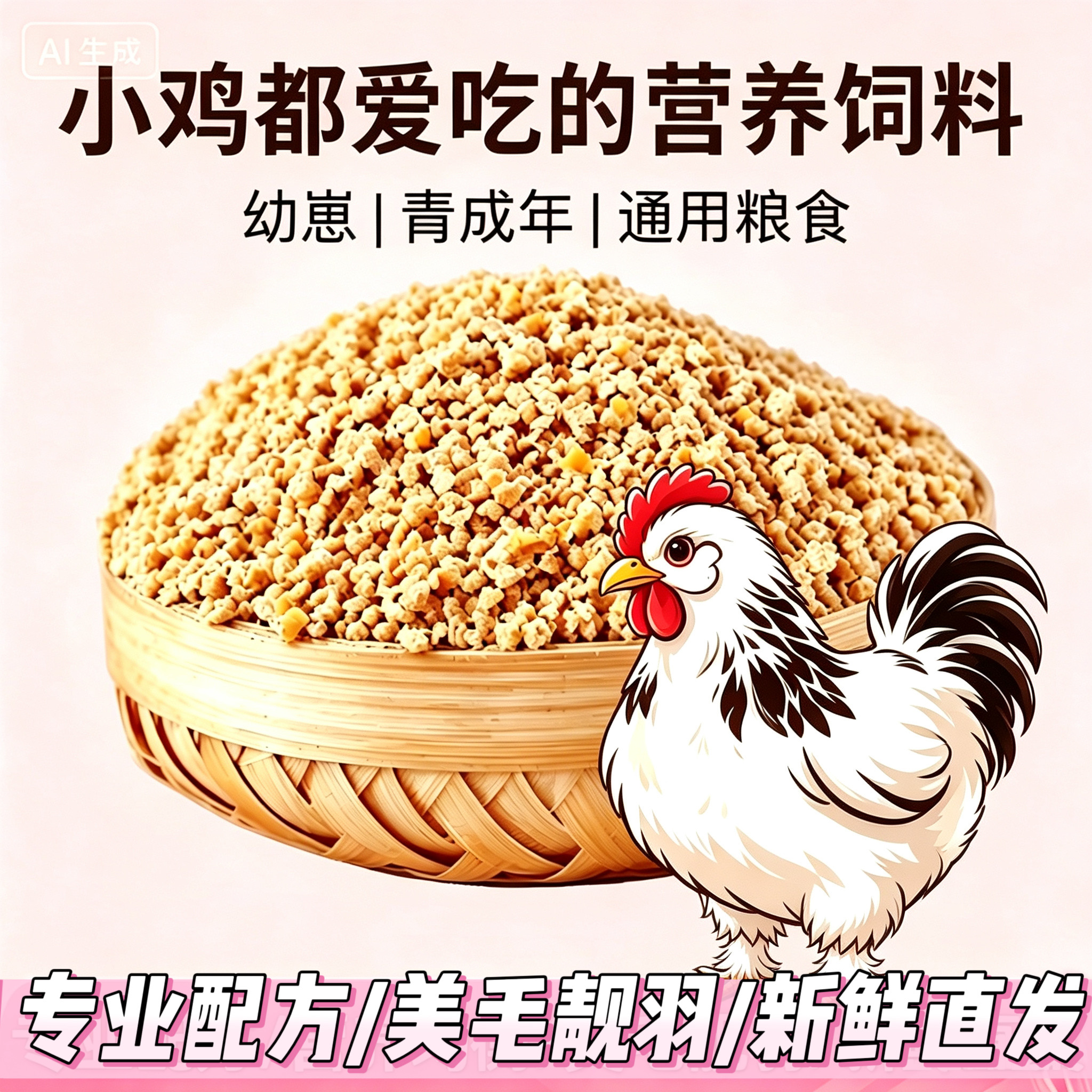 宠物小鸡鸭专用食物营养开口饲料