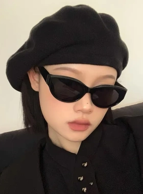 椭圆框太阳镜女款防晒猫眼墨镜甜酷风防紫外线太阳眼镜框镜架
